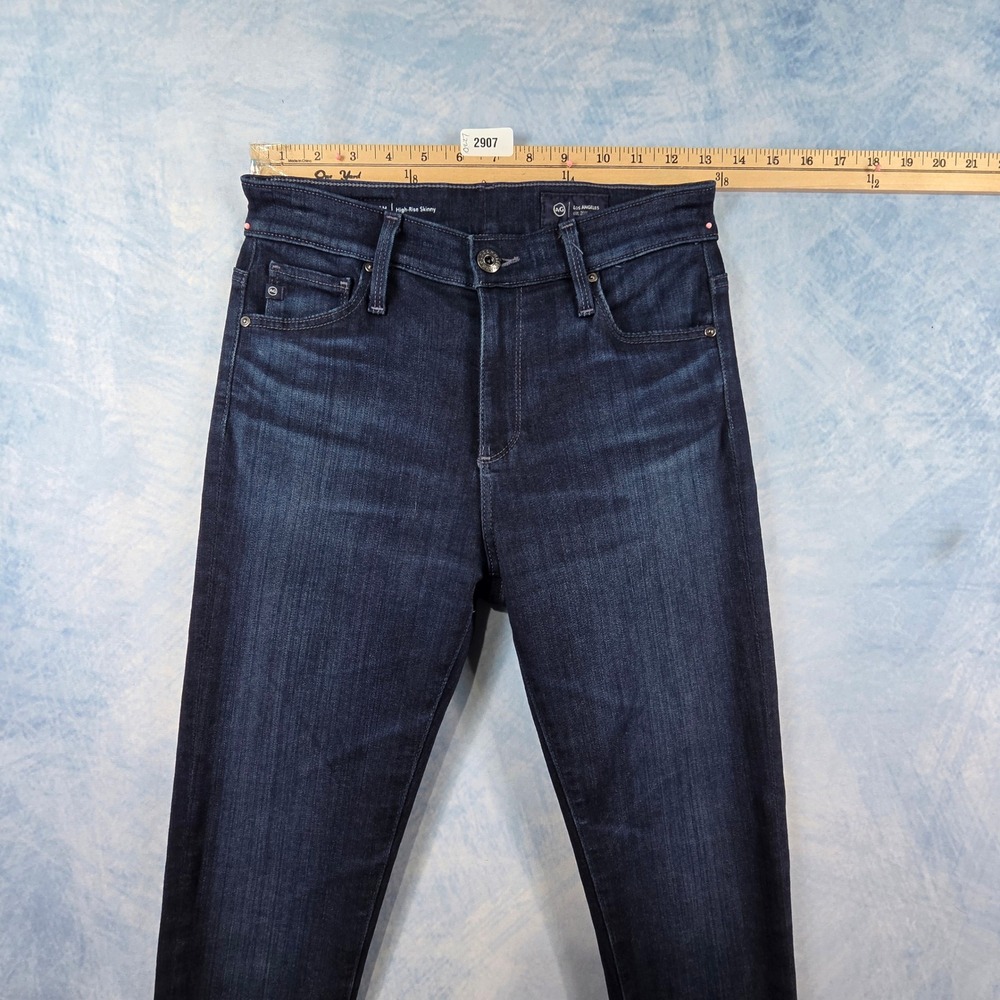 AG Adriano Goldschmied Farrah High Rise Skinny Jeans Dark Indigo Blue 25 - Picture 4 of 8
